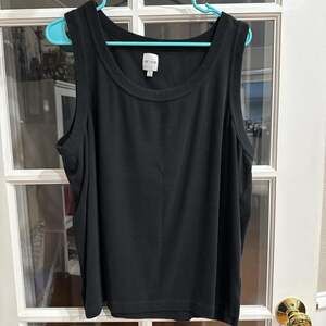 NIC+ZOE Black Ribbed Tank Top, Plus Size 3X - Classic Basic Layering Vest